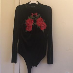 Velvet black body suit